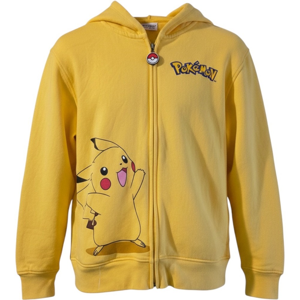 Pokemon Pikachu Zip Up Hoodie Yellow Plush Ears Pokeball Zipper Youth Medium